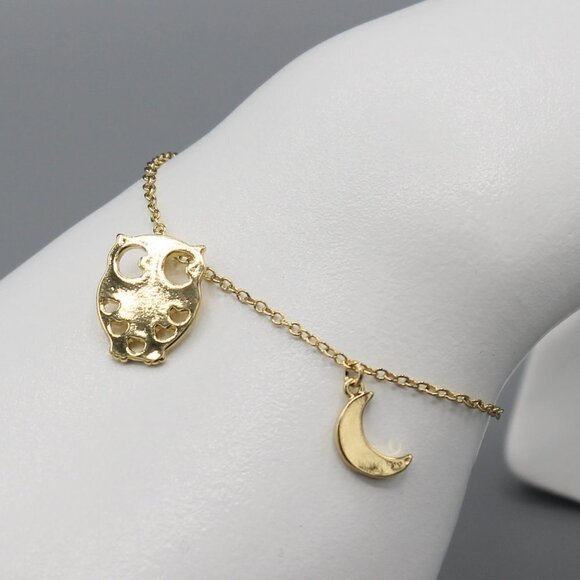 Jewelry - Jewelry bracelet smart owl bird night sky yellow gold tone dainty adjustable